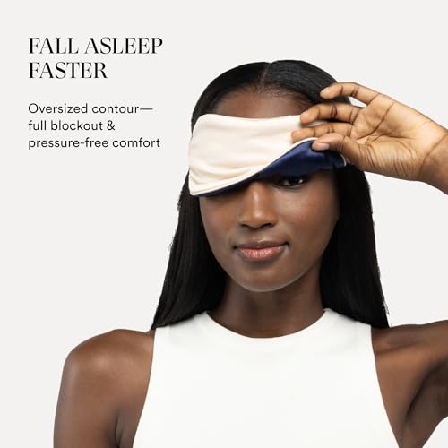 Image of Clementine Mulberry Silk Sleep Mask | Full Blackout Contoured Eye Mask for Sleeping | Organic & Non-Toxic | Oversized Night Blindfold | Hypoallergenic & Frizz-Free Eye Cover for Deep Sleep