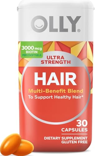 OLLY Ultra Strength Hair Softgels, Biotin, Keratin, Vitamin D, B12 - 30 Ct