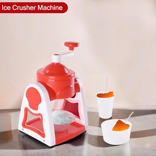 Image of Ice Gola Maker Machine Manual ice Gola Slush Maker Machine with Sharp Blades Ice Crusher Snow Grinder Crusher 3 Bowl Baraf ka Gola Banane wali Machine 1 Glass, 6 Sticks and 1 Dish