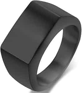 Retro Vintage Style Stainless Steel Signet Ring (Black, 4
