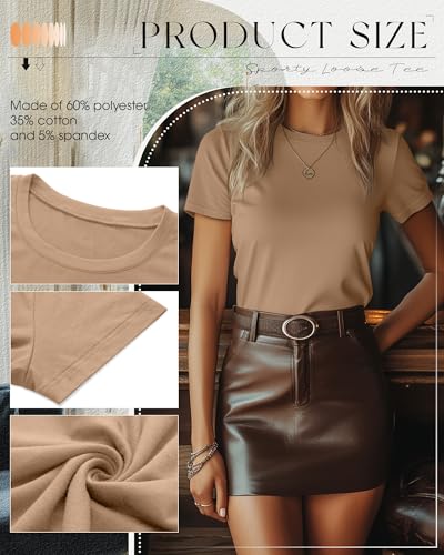 Neer 4 Pack Women's Crew Neck T Shirts Summer Short Sleeve Casual Basic Tops Loose Fit Flat Hem Tees4