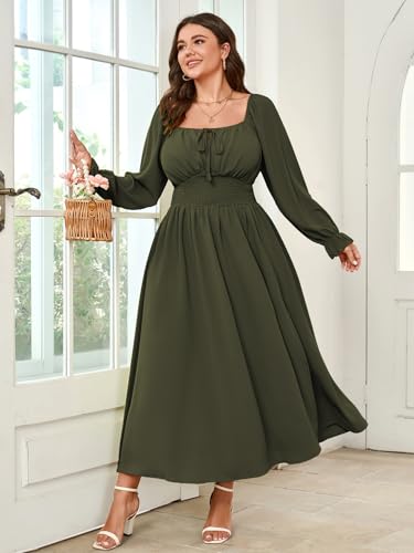 Image of SHESTARR Women's Plus Size Dress Long Sleeve Milkmaid Dress