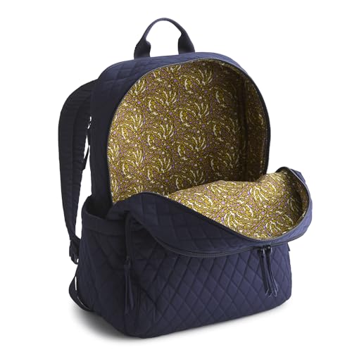 Image of Vera Bradley Women's Premium Cotton Large Bancroft Backpack, Peacoat, One Size