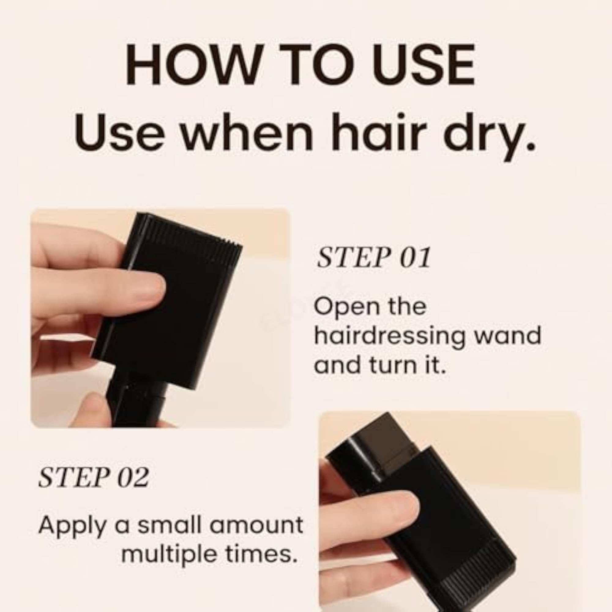 Hair Wand - Instant Black Color Pen with Built-in Comb