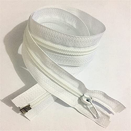 Lfang-Cremalleras 1pc 27.5 '70 cm Separación de metal cremallera con cremallera de bobina de nylon para ropa, Duradero en uso(White)
