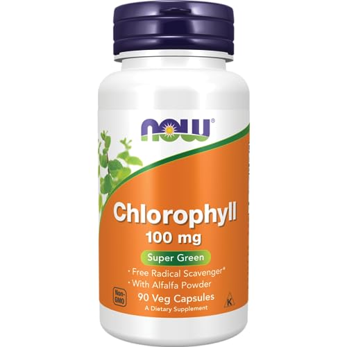 Now Foods Chlorophyll 100 mg | Liquid-Free Supplement for Internal Deodorizing Antioxidant Protection Detox Support & Overall Wellness | 90 Veg Capsules