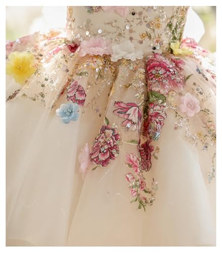 Charming Toddler Flower Girl Dress Floral Embroidered Tulle Bow for Kids Wedding 1st Birthday Party Short Ball Gown4
