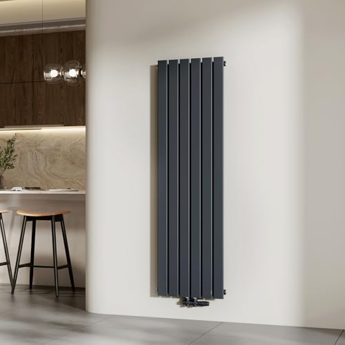 EMKE Radiador de Agua Caliente de Pared Antracita 1600 × 460 mm, Panel Simple, 751W para 8 m², para Baño, Dormitorio o Salón, Montaje en Pared, sin Válvula
