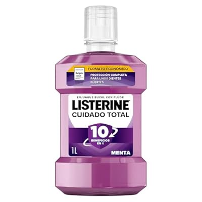 Listerine Cuidado Total  1 x 1 L   enjuague bucal formato ahorro  colutorio encías con6 beneficios en 1  elixir bucal con 12 h de protección  para unos dientes blancos