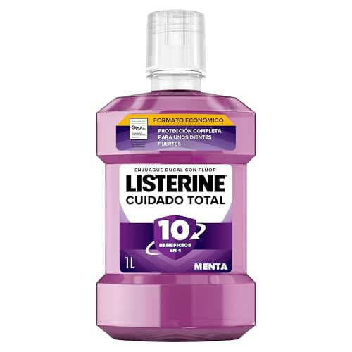 Listerine Cuidado Total (1 x 1 L), enjuague bucal formato ahorro, colutorio encías con6 beneficios en 1, elixir bucal con 12 h de protección, para unos dientes blancos
