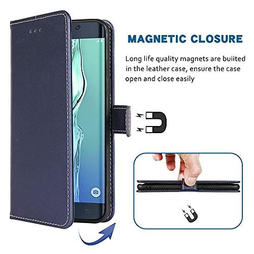 Fdcwtsh Compatible With Samsung Galaxy S6 Edge Wallet Case And Wrist Strap Lanyard Leather Flip Cover Card Holder Stand Cell Phone Cases For Glaxay S 6 Gaxaly 6S Galaxies Gs6 Sm-G920V G920A Blue #TOP4