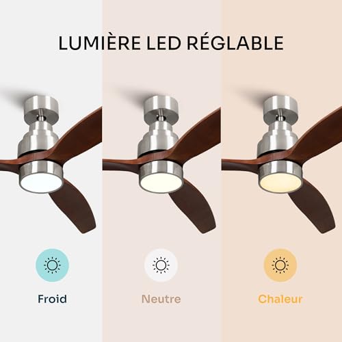 Ventilateur de plafond ultra silencieux avec télécommande et lampe LED - 5
