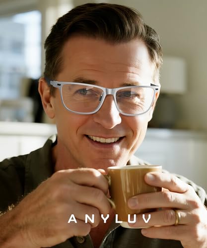 Image of ANYLUV Blue Light Glasses Men, Relieve Eyestrain and Eye Protection, Al-Mg Metal Computer Blue Light Blocking Glasses