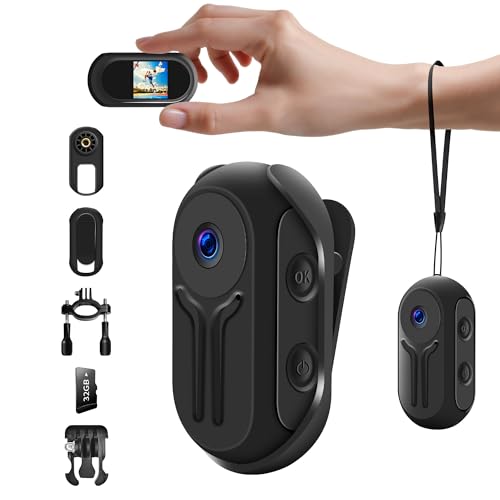 Tiantianle 360° Action Kamera, 1080P Wearable Actionkameras, Mini Bodycam Körperkamera, Motorrad Sportkamera mit Multifunctional Accessories, POV Camera, Actioncam für Abenteuer