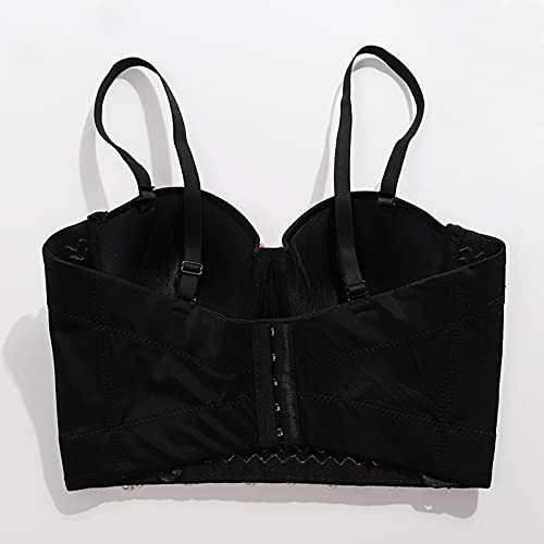 Women's Rhinestone Bead Bustier Crop Top Club Party Glitter Corset Top Bra Vest (M, Red) #TOP5