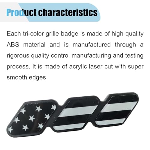 Image of Car Grille Decoration Badge - Tri-Color Grille Badge Emblem Front Grille Insert Trims - Car Truck Label Decoration Accessories Fit for Tacoma 4Runner Tundra Sequoia Rav4 Highlander (USA-Black)
