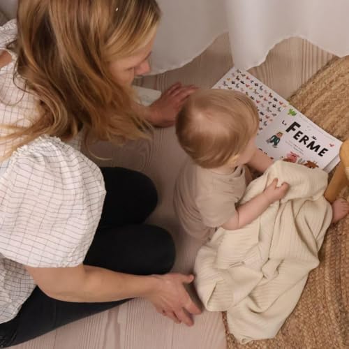 Image of 100% Organic Cotton Knit Receiving Baby Blanket for Newborns - Soft, Breathable Blanket for Crib & Stroller - Nursery Gift 2-Pack (Ribbed Ivory & Mochachino)