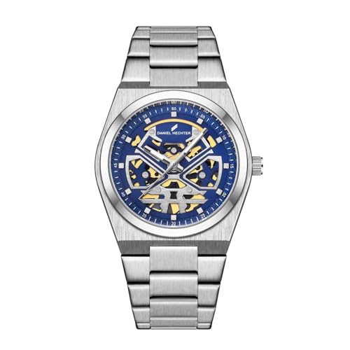 Image of Daniel Hechter Paris Austerlitz Collection Skeleton Style Analog Watch for Men with Luminous Hands and Stainless Steel Strap - Mechanical-Inspired.