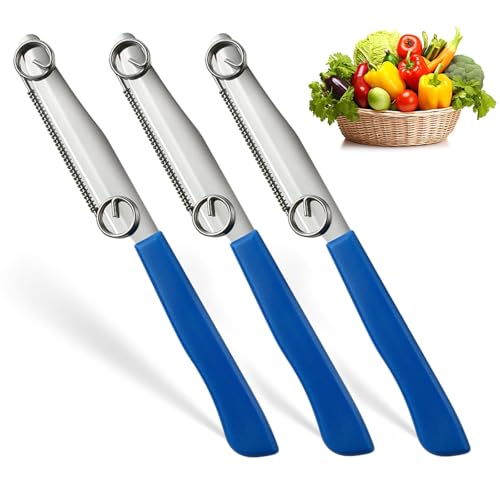 Qaestuan 3 Pièces Couteau à Trancher Rapide, Multifonctionnel 3 En 1 Couteau à Fruits de Printemps, Couteau Cuisine en Acier Inoxydable, Éplucheur De...