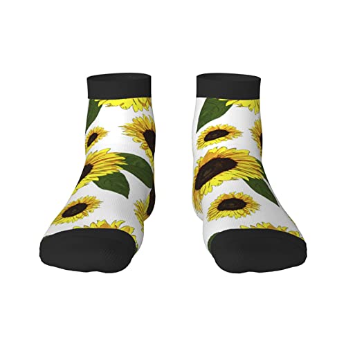 IUBBKI Calcetines cortos para adultos, 30 cm, sin costuras, diseño floral, girasol, unisex, calcetines deportivos para hombre y mujer, correr, fitness, uso diario, Como se muestra en la imagen, 52-62