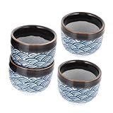 Homoyoyo 4 Piezas Tazas de Sake Japonesas de con Esmalte Tradicional Capacidad Resistente y Adecuado para Hogar Bares y Restaurantes Color Blanco y Azul
