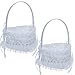 HANTURE Set di 2 cestini per matrimoni a forma di cuore, con manico in pizzo, petali romantici, per ragazze e fiori