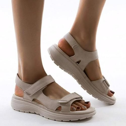 Women's Hiking Sandal Orthopedic Sandals 2025 Summer Open Toe Walking Adjustable Leather Strap Sandals Dressy Casual Boho Summer Beach Sandals Ladies Wedges Walking Sandal Women4