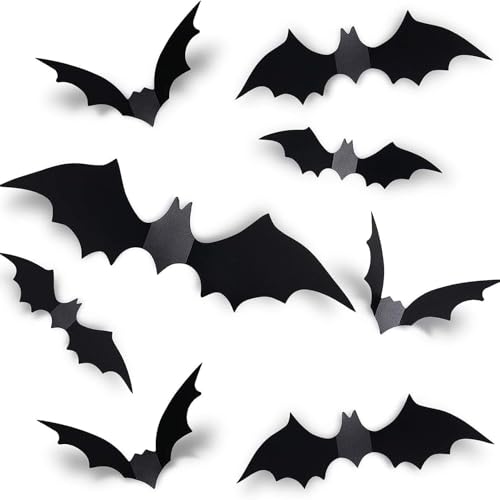 60 Stück Halloween Deko,Fledermaus Deko,Halloween Fledermaus,Fledermäuse 3d Decoration,Indoor Dekoration-Fledermausspinne,3D-Fledermaus-Dekoration Aufkleber,Batman Diy Decor,Decorations