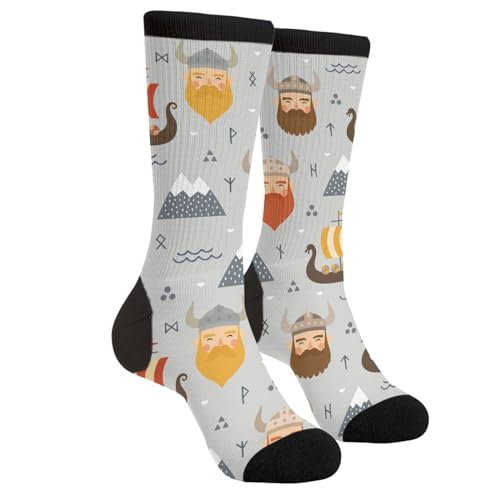 JINJINKIANG Viking Ship Vikings Warrior Axe Scandinavian Unisex Casual Funny Novelty Crew Socks Gifts For Men Women