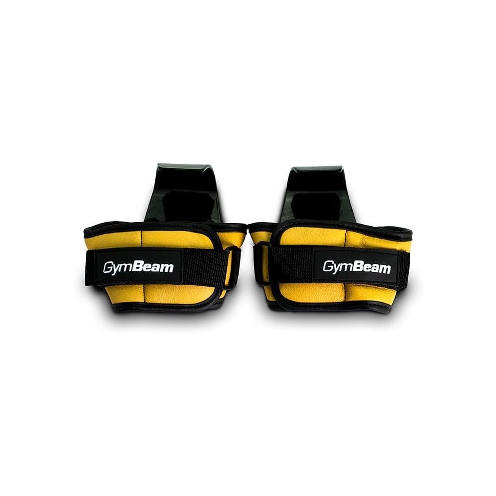 GymBeam Ganci da Palestra, Ganci per Sollevamento Pesi in Pelle Resistente e Acciaio Nobile, Imbottitura in Morbida Gommapiuma per il Comfort del Polso, Doppie di Cinghie di Nylon, Chiusura in Velcro