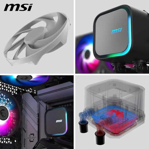MSI MAG CORELIQUID A13 360 Watercooling AIO - Couverture complète du CPU, Design du Circuit d'eau amélioré, ARGB, CycloBlade 7, Radiateur Split-Flow, Ventilateurs à roulement de Type Rifle