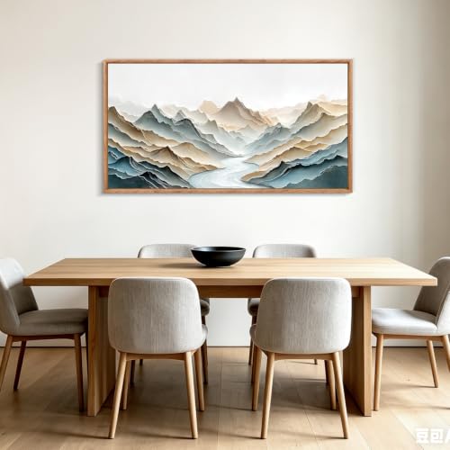 Image of CHDITB 3D Textured Mountain Vista Wall Art, Neutral Earth Tone Wall Decor