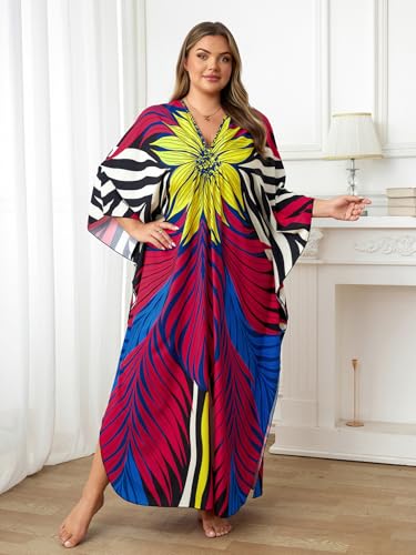Image of Kaftan Dress for Women - Plus Size Caftan Maxi Beach Dress Moo Moos Loungewear, Swimsuit Cover Up for Beach, Pool or Vacation