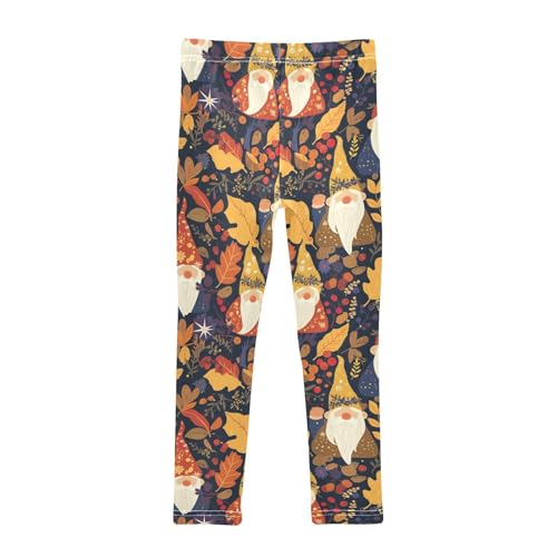 Autumn Gnomes Yellow Leaves Berries Vintage Kids Girl's Cotton Pants Comfortable Full Length Workout Pants Gym2