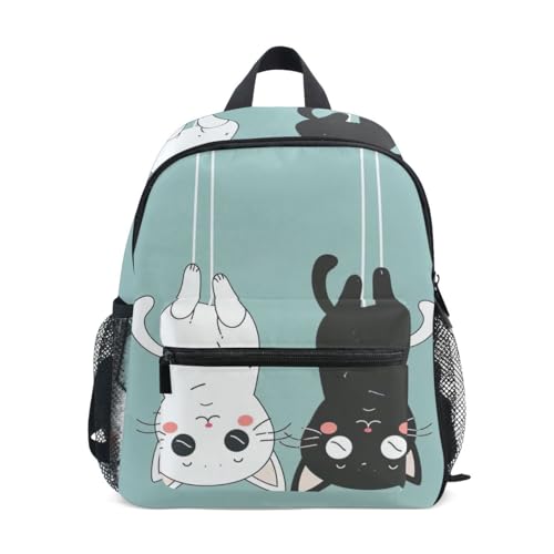 CHIFIGNO Mochila infantil Pantera Negra, mochila infantil durável pré-escolar com amplo armazenamento, apito de segurança, P, Gatos fofos de desenho animado, Medium