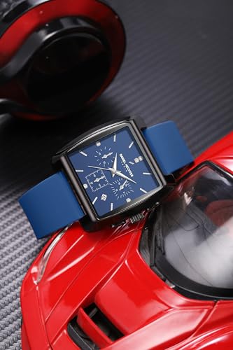 Image of Daniel Hechter Paris Alma Collection Watch for Men Premium Chronograph Watch Black Square Dial Silicone Strap, Multi-Function, Date Display Luxury