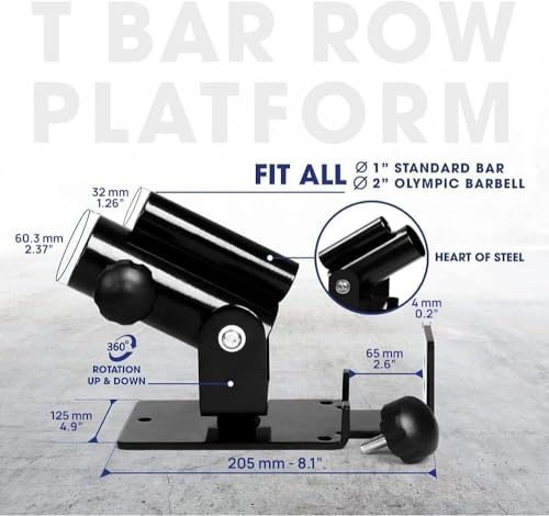 Image of TYB T-Bar Row Attachment Landmine Handle - 360 Swivel Landmine Attachment for Barbell for Full-Body Workout in Home Gym - Deadlifts Squats Landmine Stand (T-Bar Row Platform)
