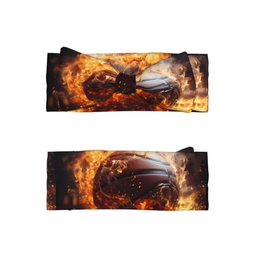 Basketball on Fire and Water Flame Splashing Baby Bow Headband. Comfortable baby headband, suitable for daily wear and photo props.2