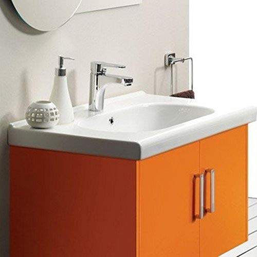 Cerastyle 069000-u-one agujero ciudad montado en la pared lavabo de cerámica rectangular/Auto Rimming lavabo, color blanco