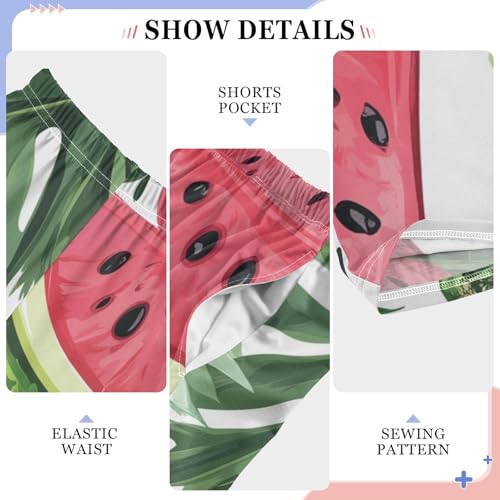 Watermelon and Leaf Boys Long Pants Soft Trousers Elastic Waist Kids Lounge Bottoms with Pockets S-XL4