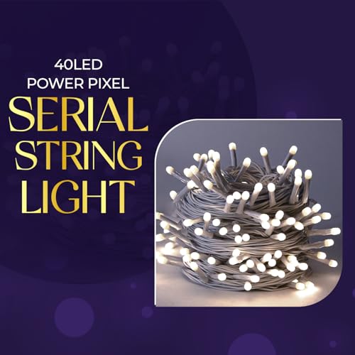 Image of Lexton 40 LED Power Pixel Serial String /Fairy Light | Plug Sourced | Suitable for Home & Outdoor Decoration, Diwali, Christmas, Ramadan, Wedding, Party, Festival (Pack of 2, White)