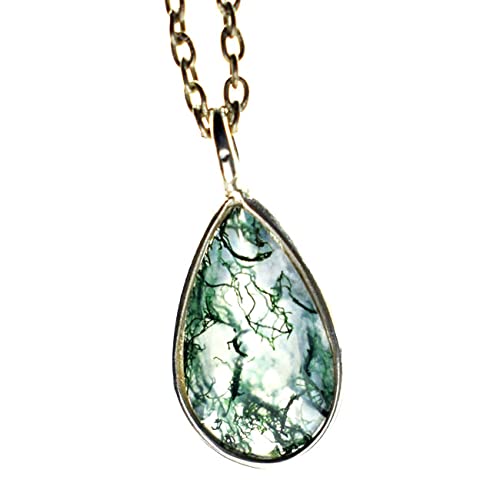 Gorgeous Moss Agate Gemstone Necklace, Cut Green Moss agate Necklace, Beautiful Necklace, Moss Agate Pendant, Moss Agate Silver Necklace