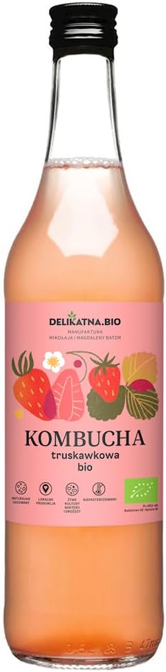 KOMBUCHA TRUSKAWKOWA BIO 500 ml - ZAKWASOWNIA