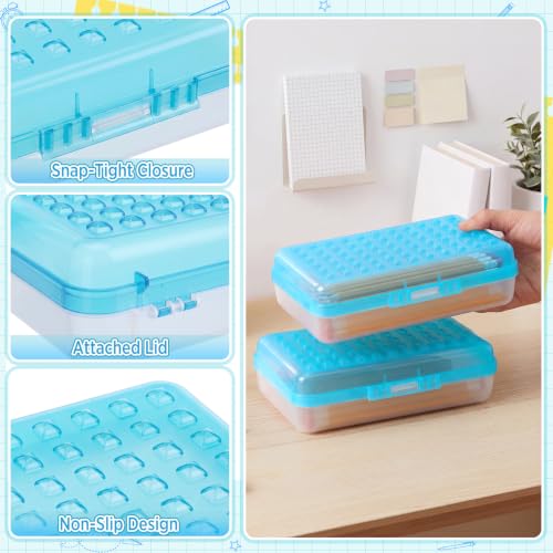 Image of Blulu 6 Pack Plastic Pencil Boxes Bulk Large Pencil Case,Blue