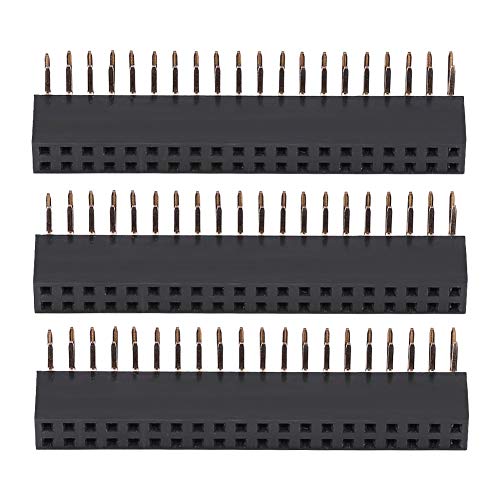 3 Sztuk 2.54mm 2x20 Pin żeński Dwurzędowy żeński Nagłówek Kątowy 4 Nagłówek Listwy Pinowe Złącze Płytka Drukowana Dwurzędowe Gniazdo Kątowe do Prototypowej Tarczy