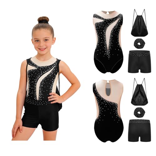 Ensembles unitards gymnastique pour filles pratiquant les acrobaties au sol