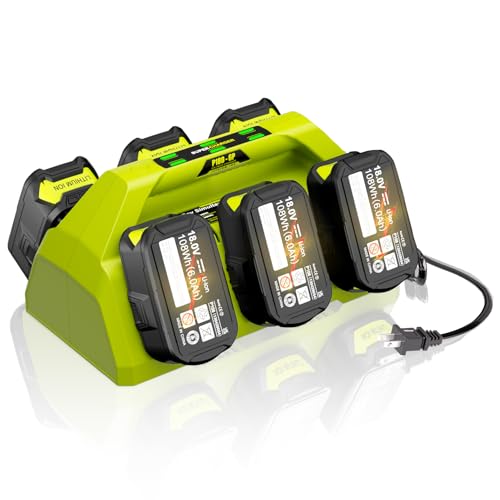 Simultaneously Charging P135/PCG006 Rapid 6-Port Replacement for Ryobi 18V Battery Charger PCG002 PCG004 PCG005 PCG008 Compatible with Ryobi ONE+ 18 Volt Lithium-Ion Batteries(No Battery Included)