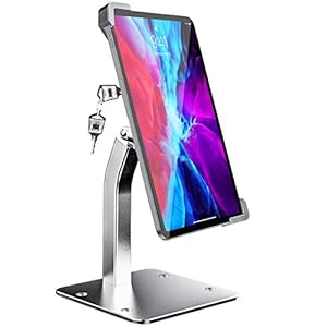 woleyi Anti-Theft Desktop Tablet Kiosk Stand Holder, Heavy Duty Countertop Tablet POS Display Mount with Security Lock and Key, Compatible iPad Pro/Air/Mini, Galaxy Tabs, Surface, More 7-11″ Tablets