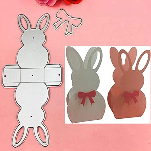 Troqueles de corte con efecto 3D, diseño de conejo y conejo, plantilla de papel, decoración de tarjetas, color plateado