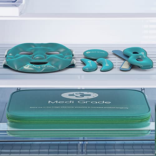 Medi Grade Cooling Face Mask And Cold Eye Mask - Safe Gel Technology Complete Eye, Under Eye And Face Ice Pack Set - Soothing For Dark Circles And Puffiness - Cool Bag Incl. #TOP6